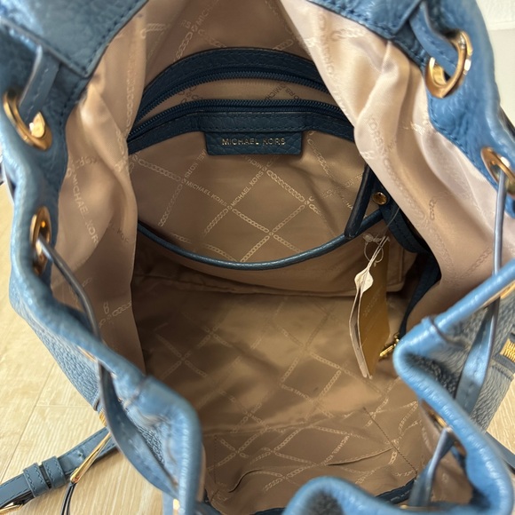 Michael Kors Blue Leather Viv Large Backpack - Picture 9 of 15